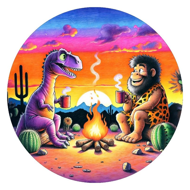 Prehistoric Campfire Encounter Illustration