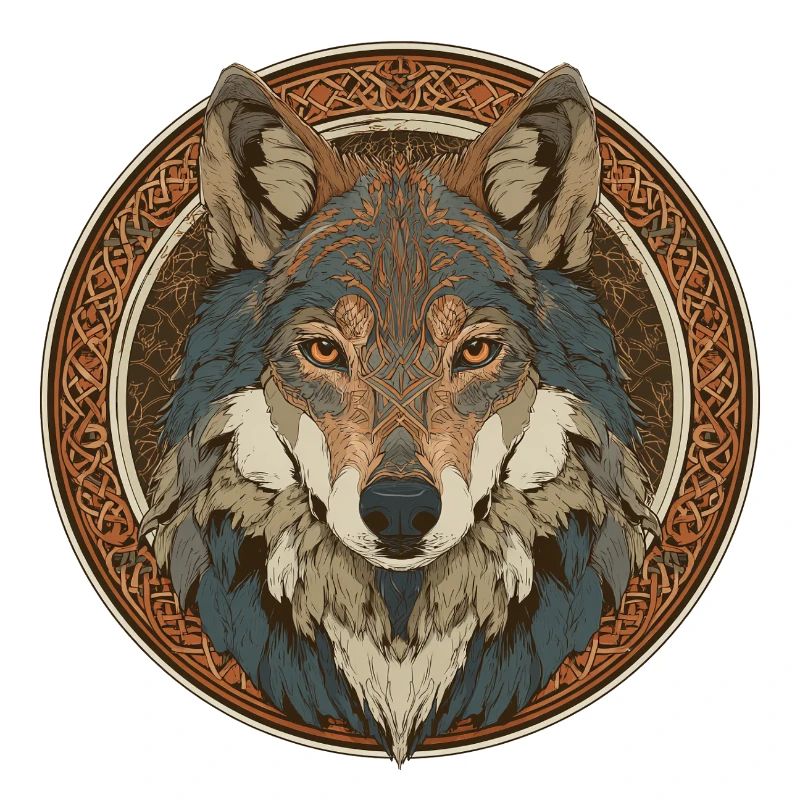 Legendary wolf with Celtic pattern