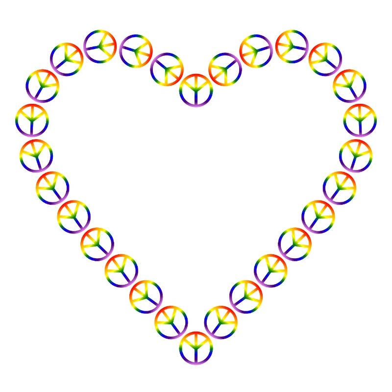 Rainbow Peace Heart Pattern