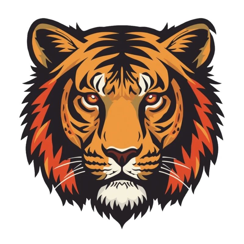 Expressive tiger head impression