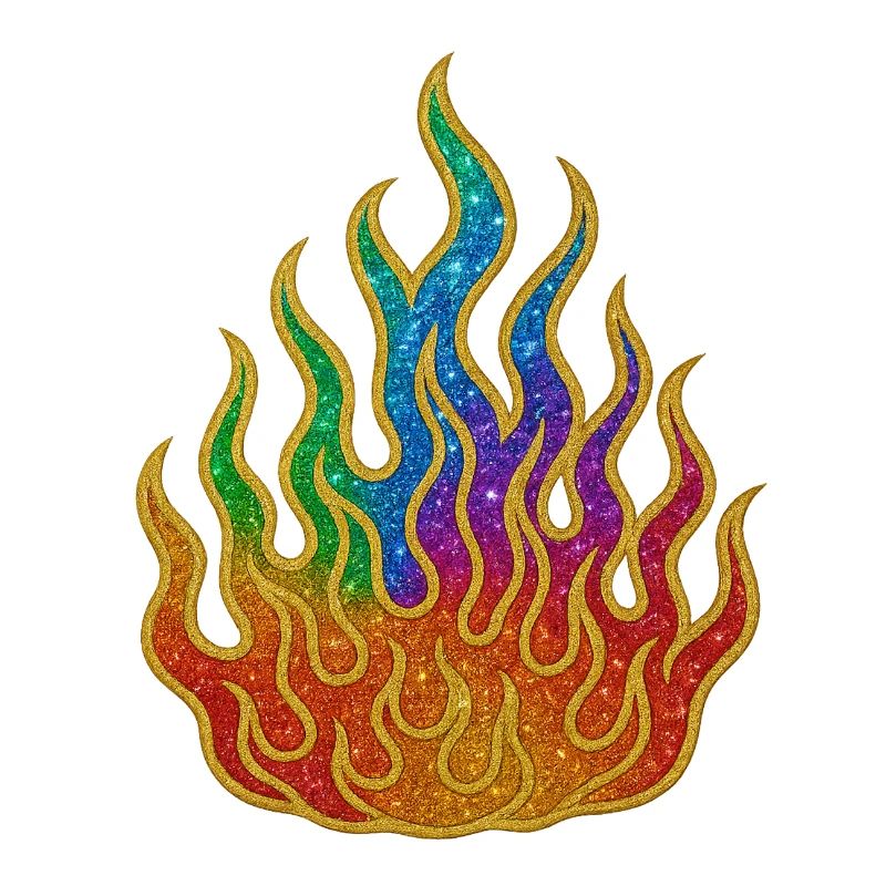 Rainbow Fire Glitter Flame