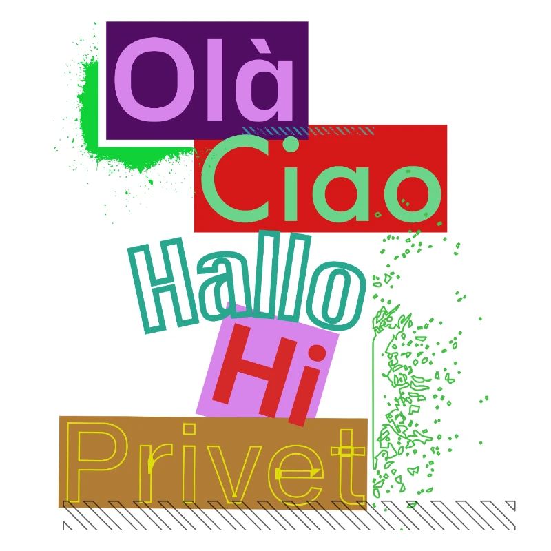 Variété de langues Conception de salutation colorée