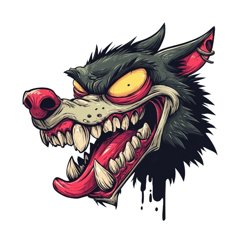 Ferocious Graffiti Wolf Head
