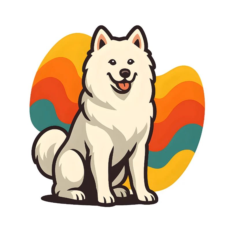 Chien Samoyède Prisme Retro Wave