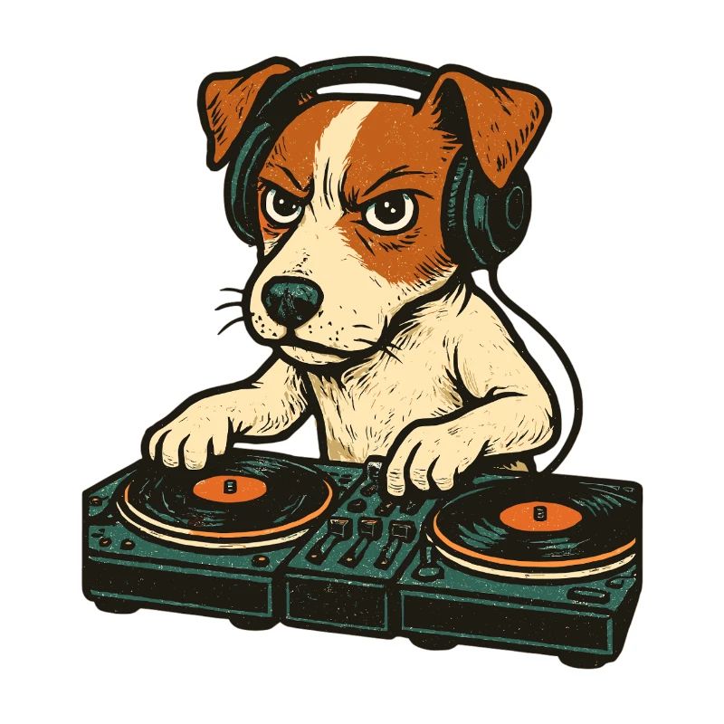 Jack Russell Terrier DJ Turntables Techno Gift
