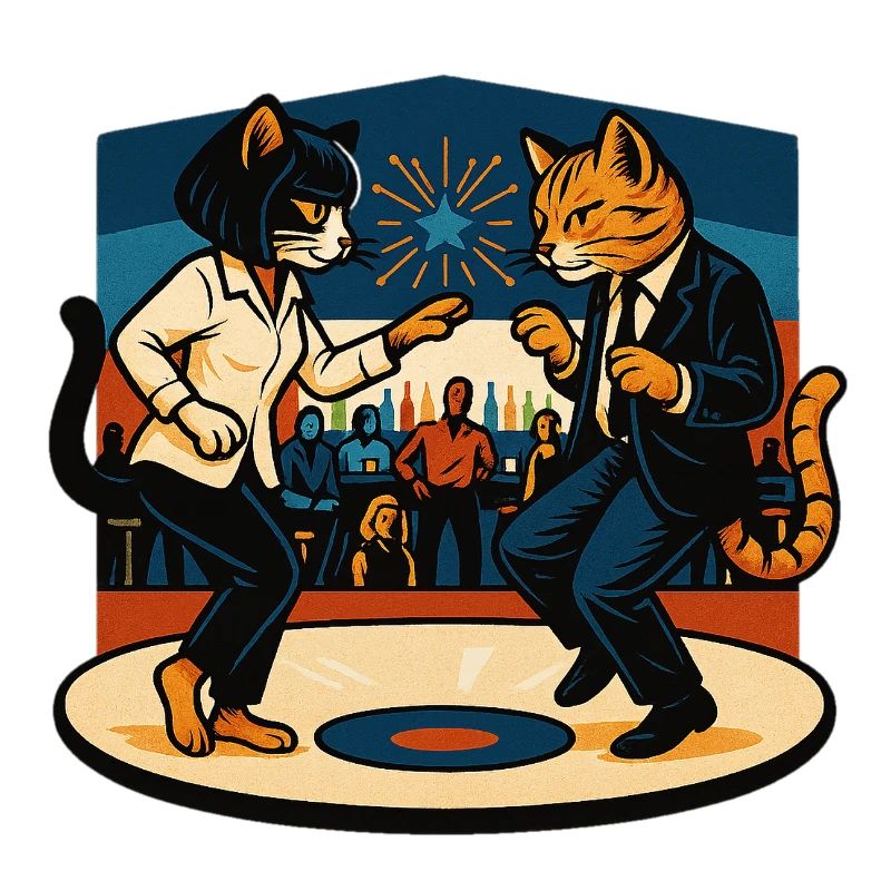 Zwei Retro-Katzen tanzen – Vintage Stil