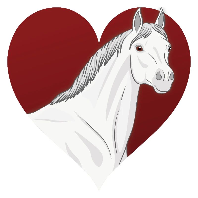 Un cheval Abbayan devant un coeur rouge