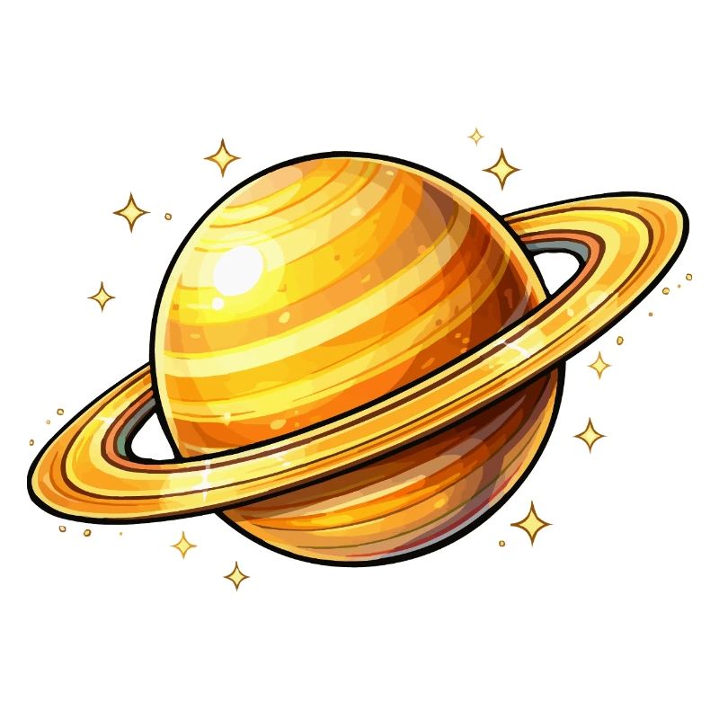 Saturn with glowing rings