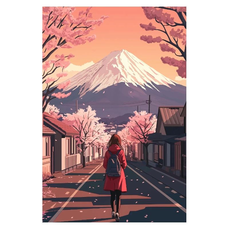 Paysage de montagne de Sakura Spring