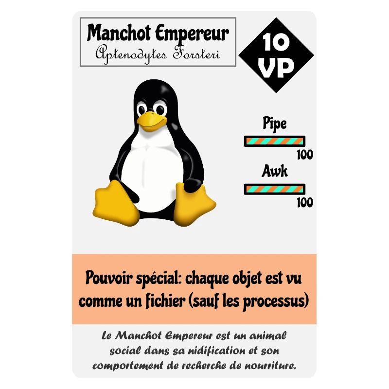 Linux Player Card with a Penguin