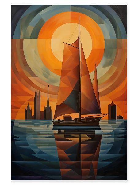 Maritime Landschaft im geometrischen Stil