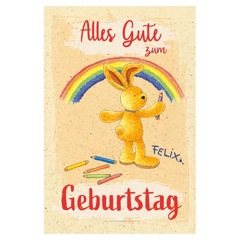 Felix der Hase Geburtstagsdesign Mit Regenbogen