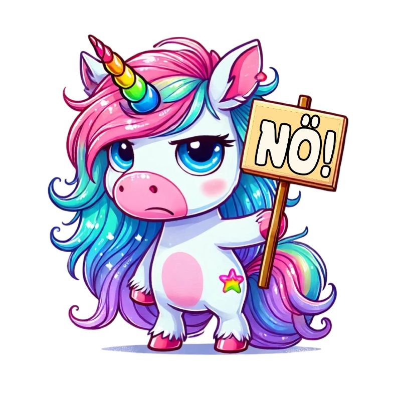 Regenbogen-Einhorn mit Nein-Schild