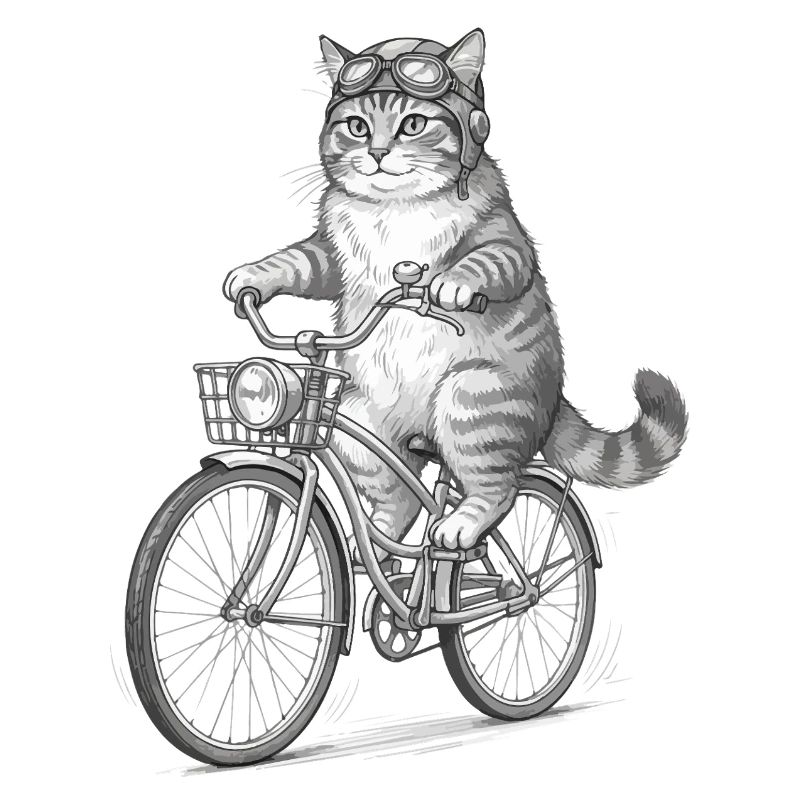 Katzenradfahrer mit Schutzbrille