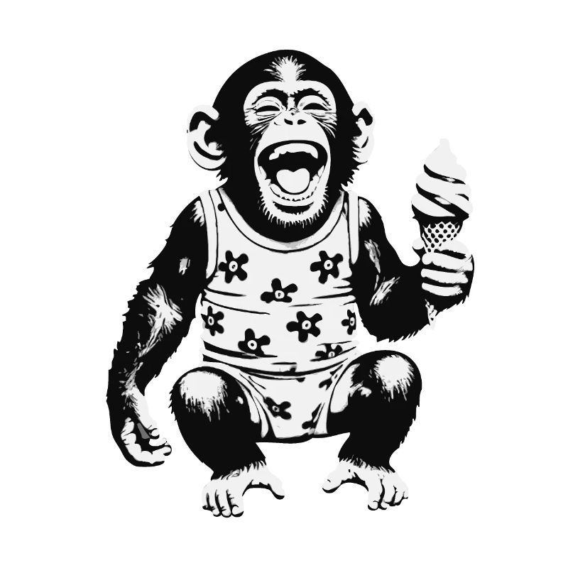 Lachendes Äffchen mit Eis