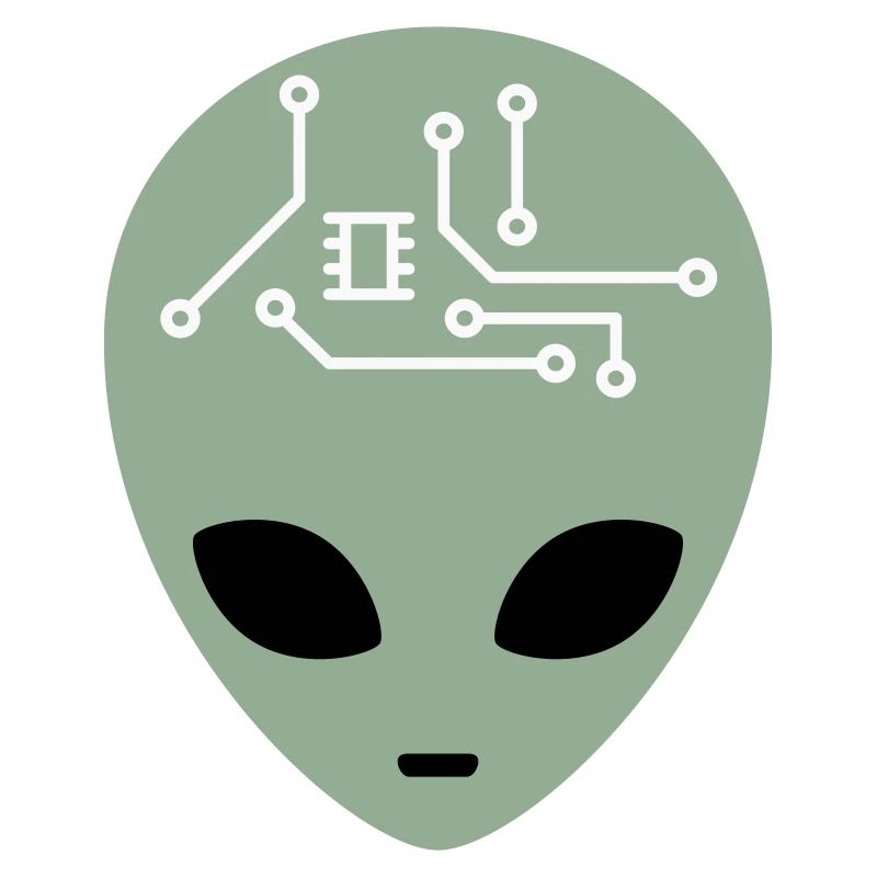 Alien Head with Circuits (three colours)