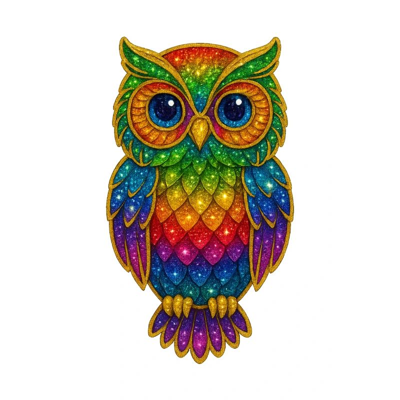 Regenbogen Eulen Glitzerkunst