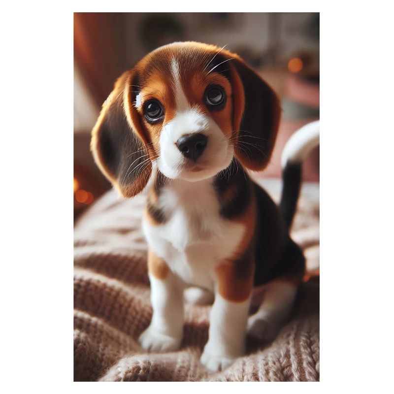 Adorable chiot Beagle sur une couverture douillette