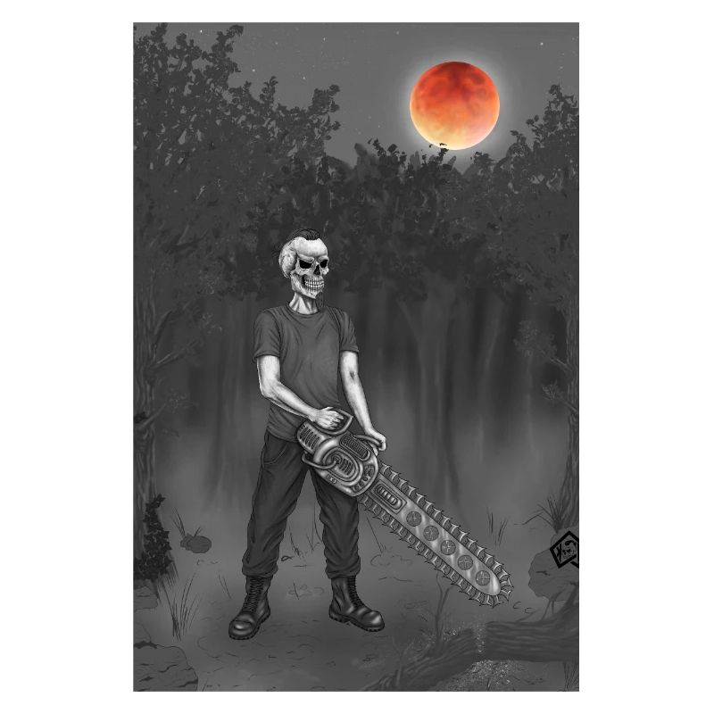 Forest worker, forester, forester, full moon