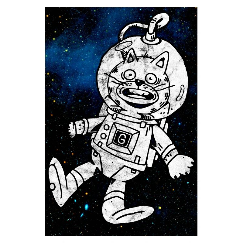 Affiche drôle de chat de l'espace Astronaute