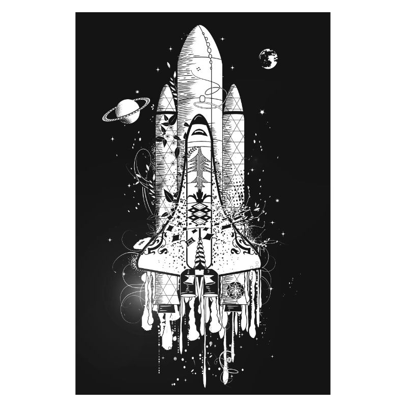Imaginative space shuttle in graffiti style