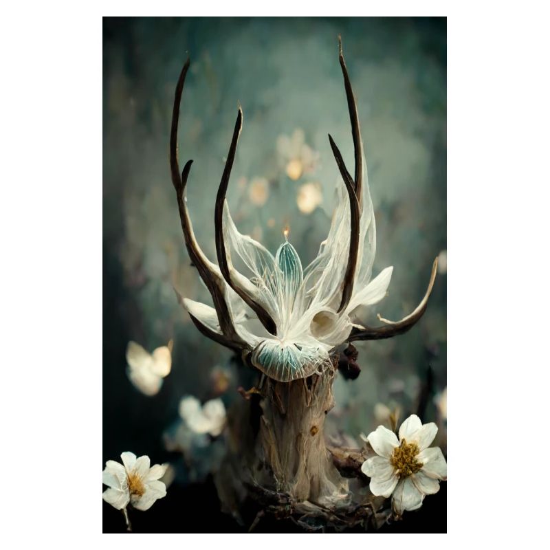 Deer antler and spider web