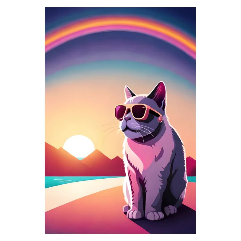 Synthwave Regenbogen Katze