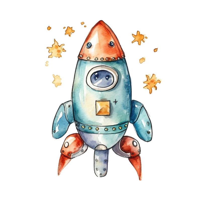 Rocket Watercolors Drawing