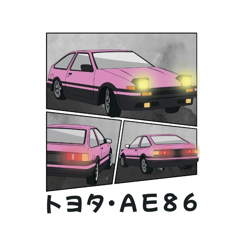 POP PINK CAR COMIC / POP UP HEADLIGHTS HATCHBACK