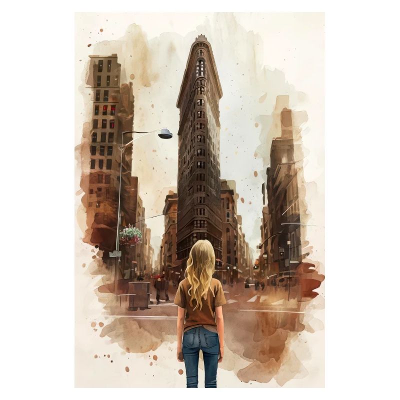 Akwarela Flatiron Budynek Nowy Jork Plakat Miejski