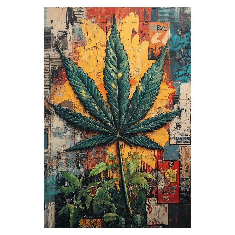 Graffiti Hemp Leaf Wall Art