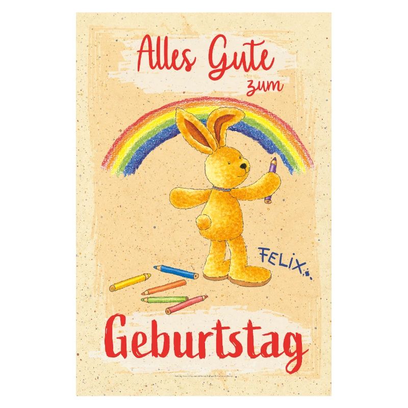 Felix der Hase Geburtstagsdesign Mit Regenbogen