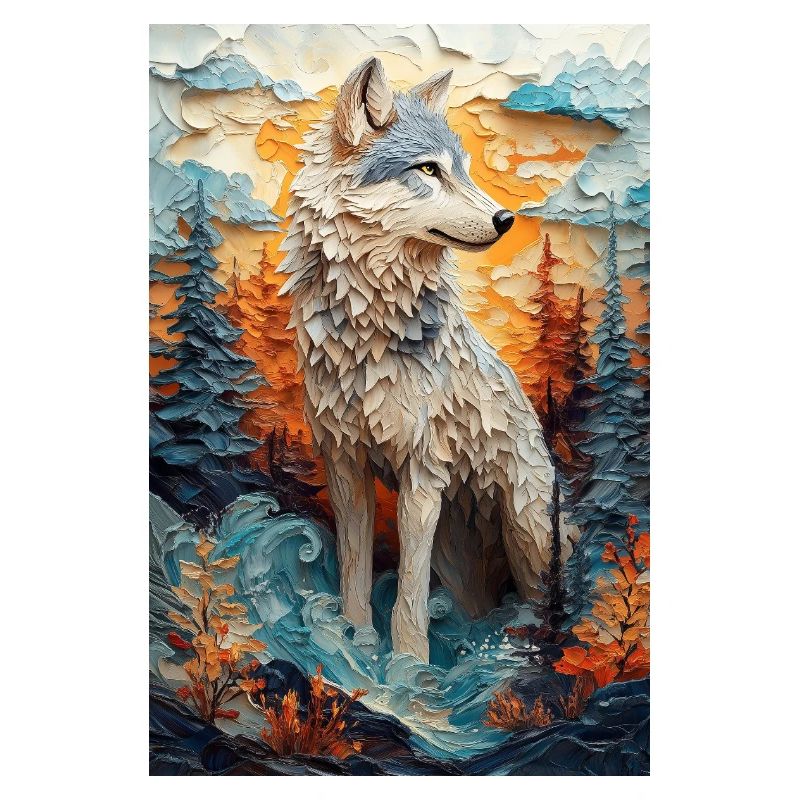 Wolf Artwork Nature Sunset