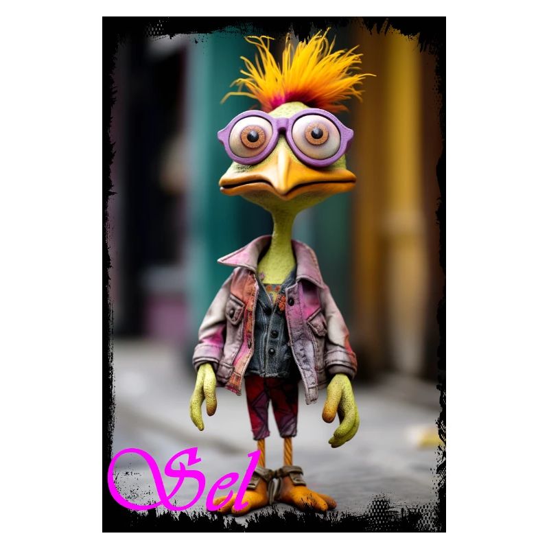 Excellente poupée oiseau au style nerd