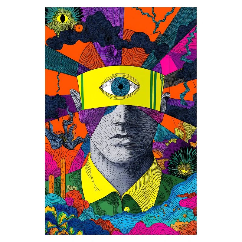 Visionary face with hypnotic eye
