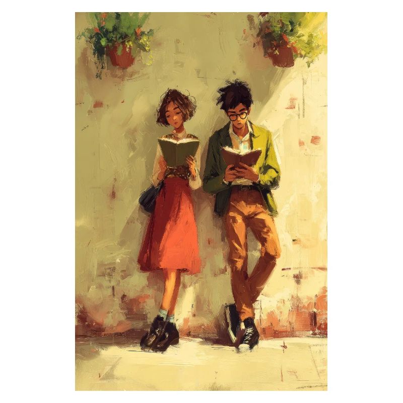 Couple Lisant Ensemble Art