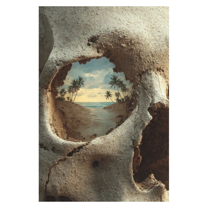 Île tropicale en crâne