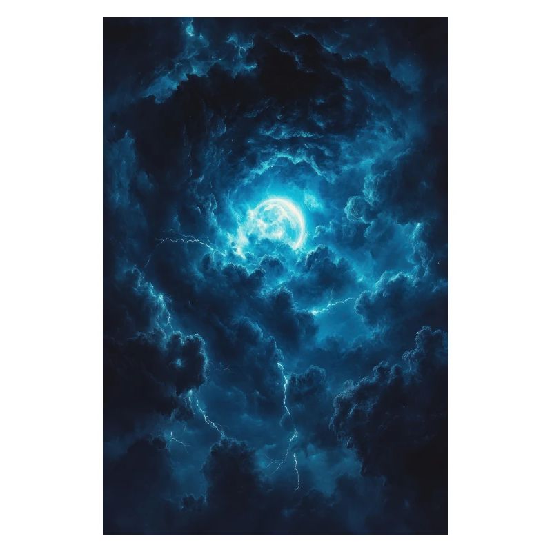 Ciel bleu avec Lune en tempête