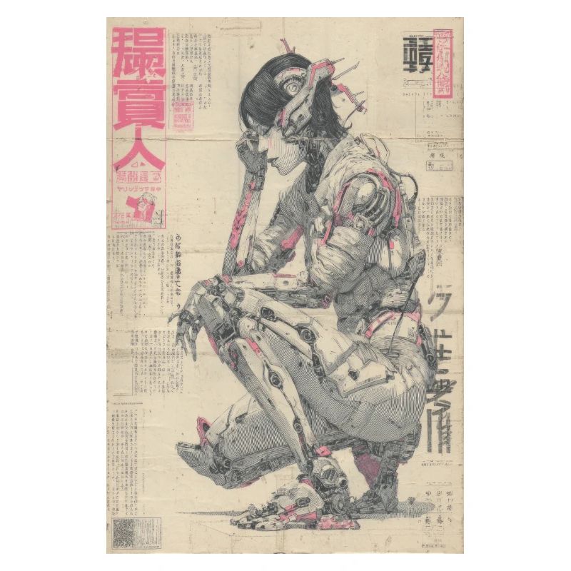 Imprimé néon Mecha Ukiyoe