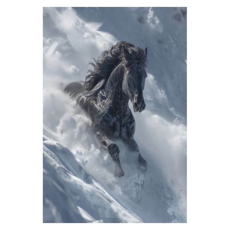 Winter Stallion in Snow Drift