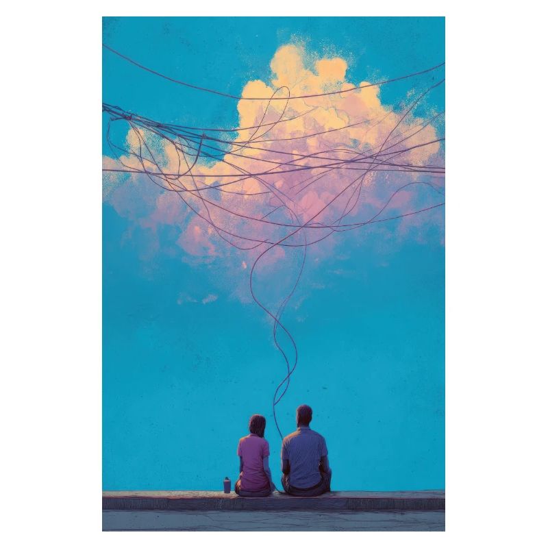 Sky Wires und zwei Figuren