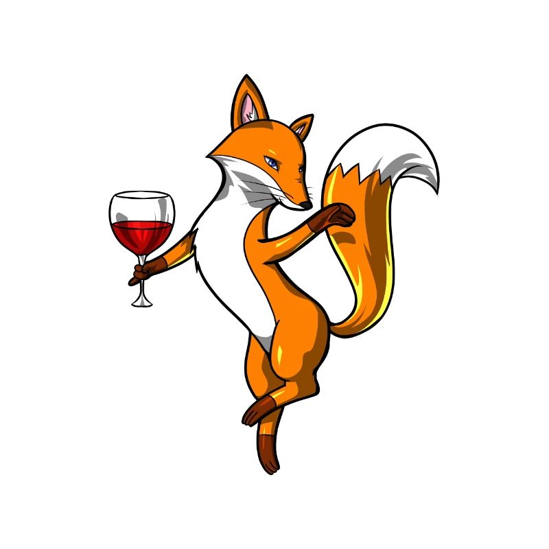 Fox Drinking Wine