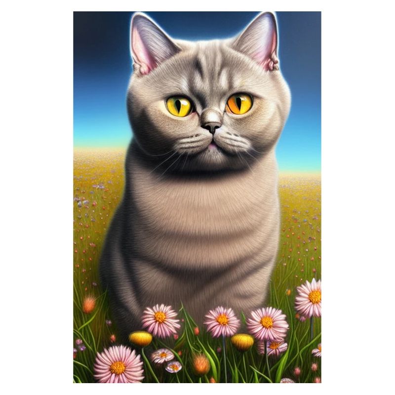 Chat mignon dans le champ de fleurs