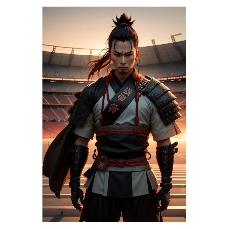 A samurai in a stadium
