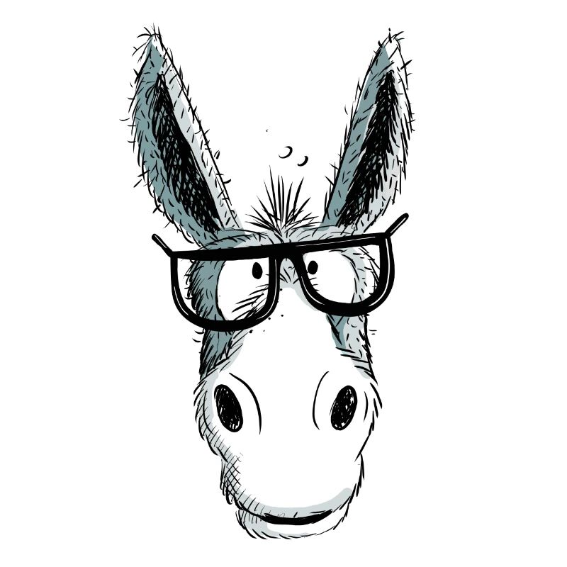 Funny Gray Nerd Donkey With Glasses I Comic