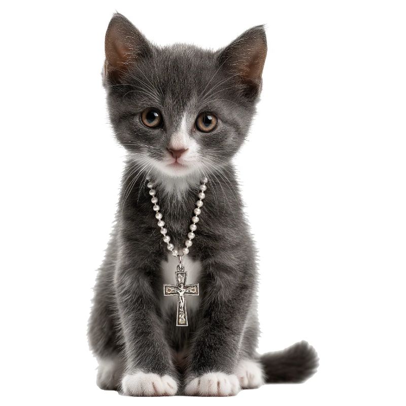 Collier croix de chat chrétien