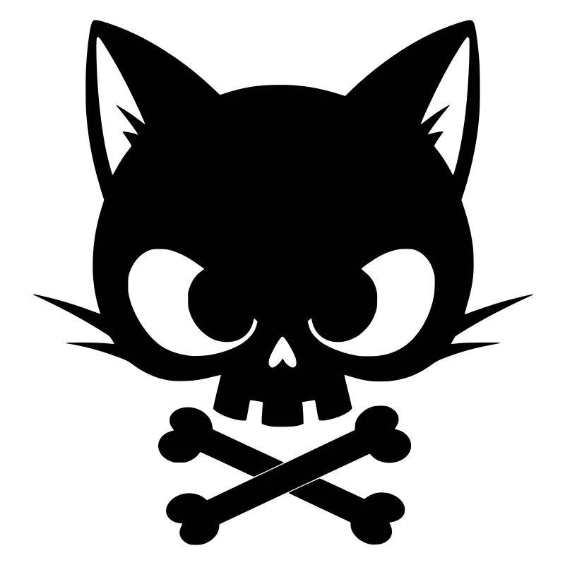 Cat Skull with Bones | Gothic Cute Icon