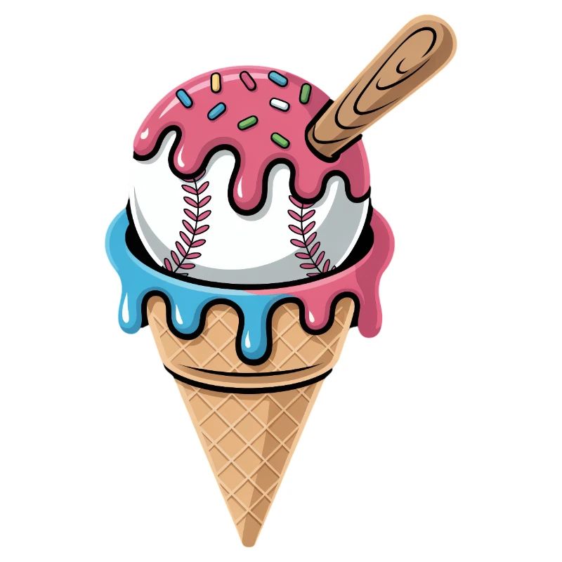 Baseball Eiscreme Waffel Mit Schlaeger Streuseln