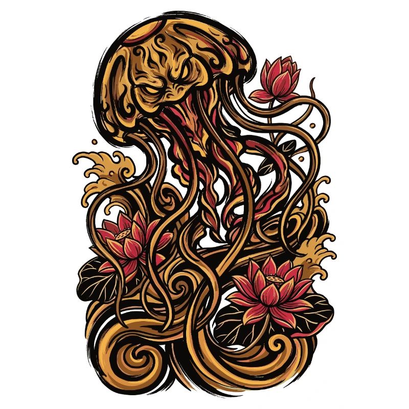Graphique esthétique de tatouage de méduse