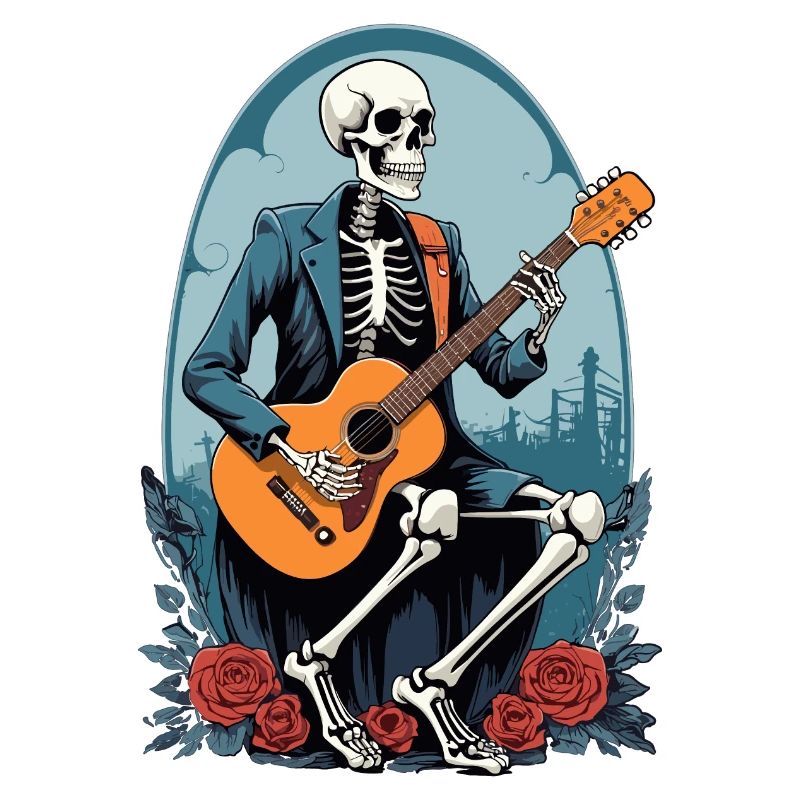 Skeleton Playing Guitar